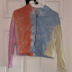 Old Navy Girls' Multicolor Tie-Dye Zip Hoodie - Orange, Blue, Pink, Yellow